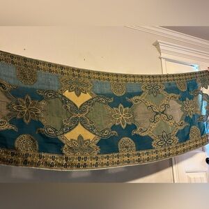 Beautiful blue green Indian shawl awk